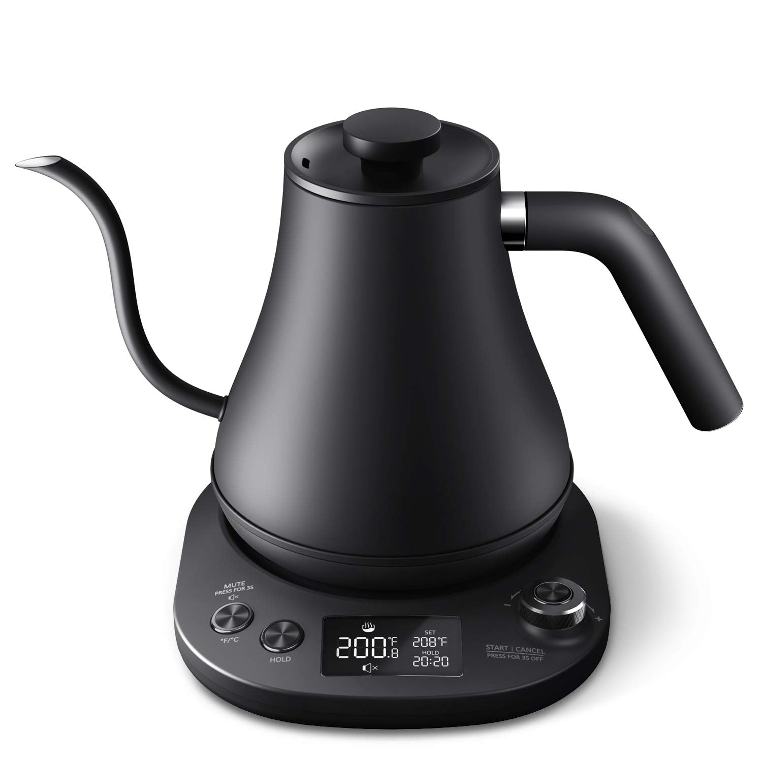 Felicita Black Pour Over Electric Kettle 600ml Gooseneck Variale Temperature  Control Coffee Pot Simple Design Fine Spout Square - AliExpress