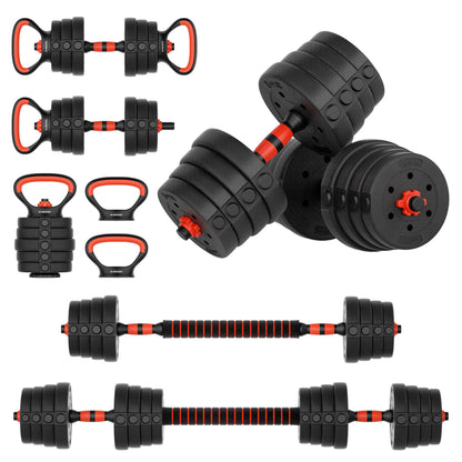 MaxKare 66LB Adjustable Weight Dumbbell Set 4 in 1 Set as Dumbbell Barbell Kettlebell Push-up Stands, for Home Gym Weights for Men & Women