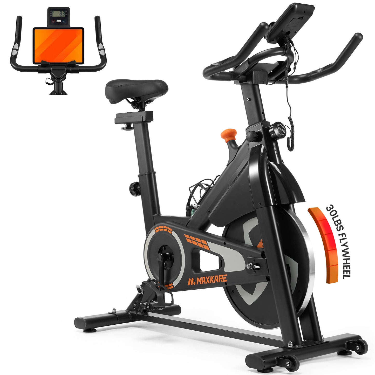 MaxKare Exercise Bike Indoor Cycling Bike Silent Magnetic Resistance 100 Levels, 30Lbs Heavy Flywheel, Max Weight 320Lbs