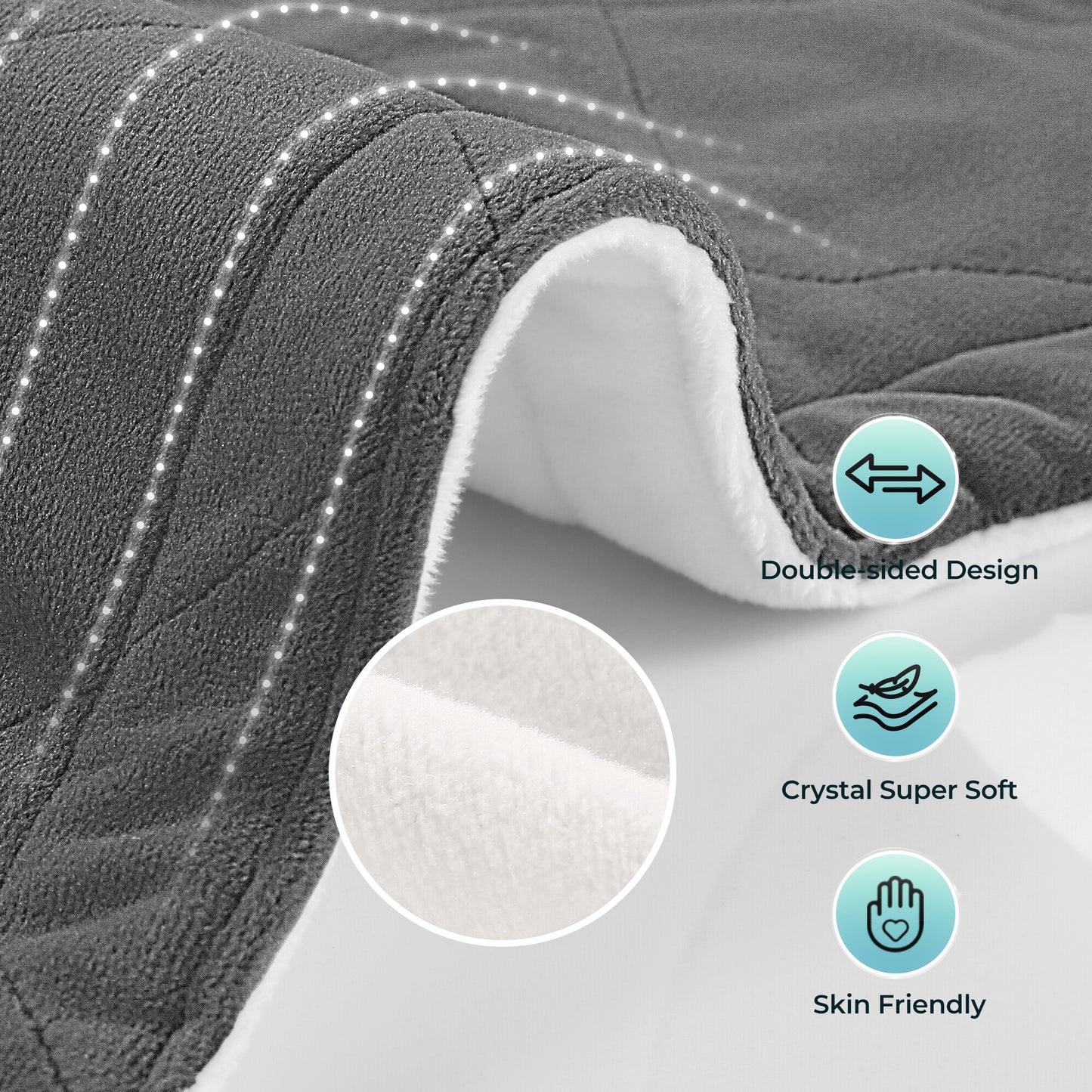 MaxKare Large Heating Pad 24"x40" with 4 Heat Settings & Auto Shut-off, Crystal Super Soft, for Full Body- Gray & White