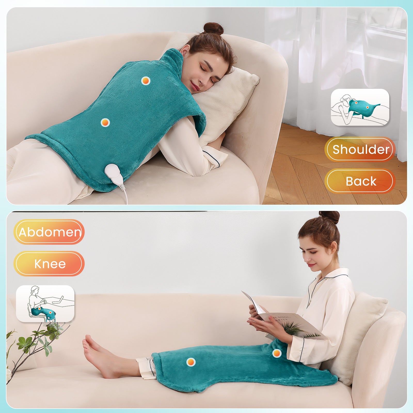 Load image into Gallery viewer, MaxKare Large 24x33inch Heating Pad for Shoulder and Neck , with 5 Heat Settings and 2 Hour Auto shut off, Lake Green
