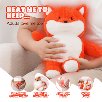 MaxKare Microwavable Heating Pad Heatable Stuffed Animal for Anxiety and Ache Relief, Bedtime, Cuddle & Companion, for Kids & Adults, Gifts for Women & Girls, Fox