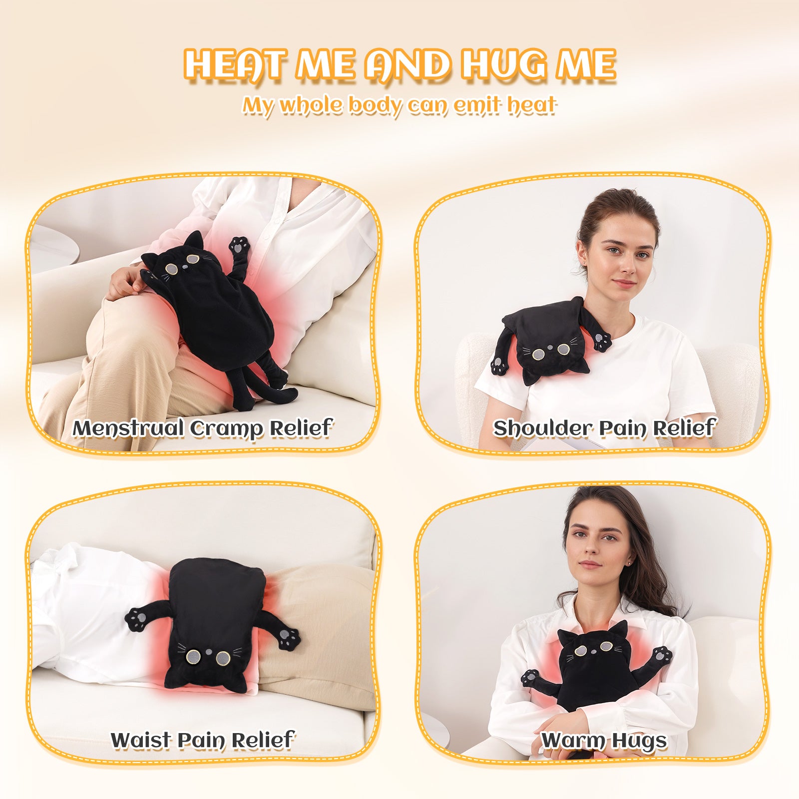 Load image into Gallery viewer, MaxKare Microwavable Heating Pad Heatable Stuffed Animal for Anxiety and Ache Relief, Bedtime, Cuddle &amp; Companion, for Kids &amp; Adults, Gifts for Women &amp; Girls, Cat
