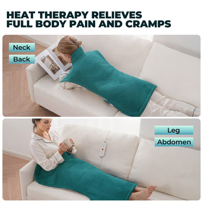 MaxKare Large Heating Pad 24"x40" with 4 Heat Settings & Auto Shut-off, Crystal Super Soft, for Full Body- Green & White