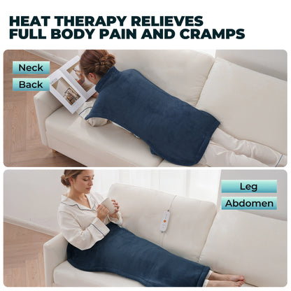 MaxKare Large Heating Pad with 4 Heat Settings & Auto Shut-off, for Full Body Stress Relief, 24"x40"- Navy Blue