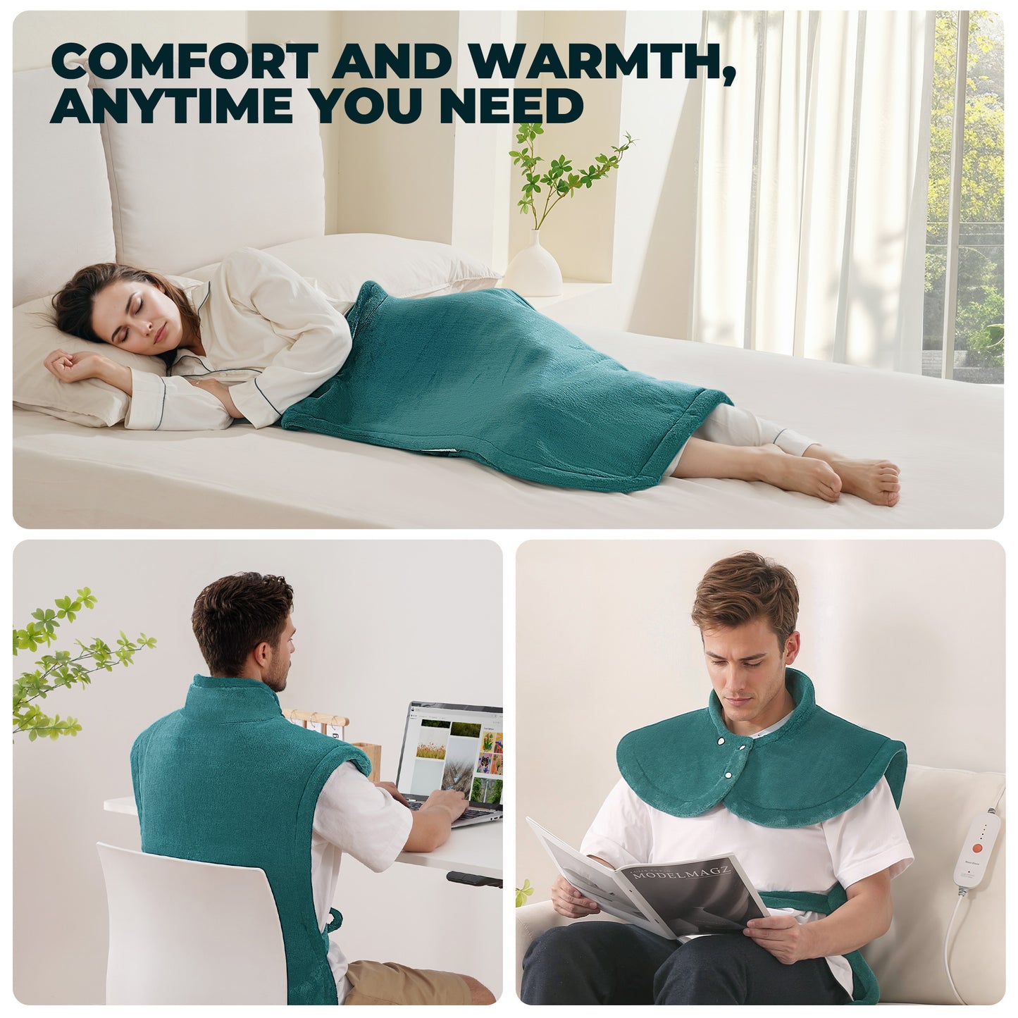 MaxKare Large Heating Pad with 4 Heat Settings & Auto Shut-off, for Full Body Stress Relief, 24"x40"- Green