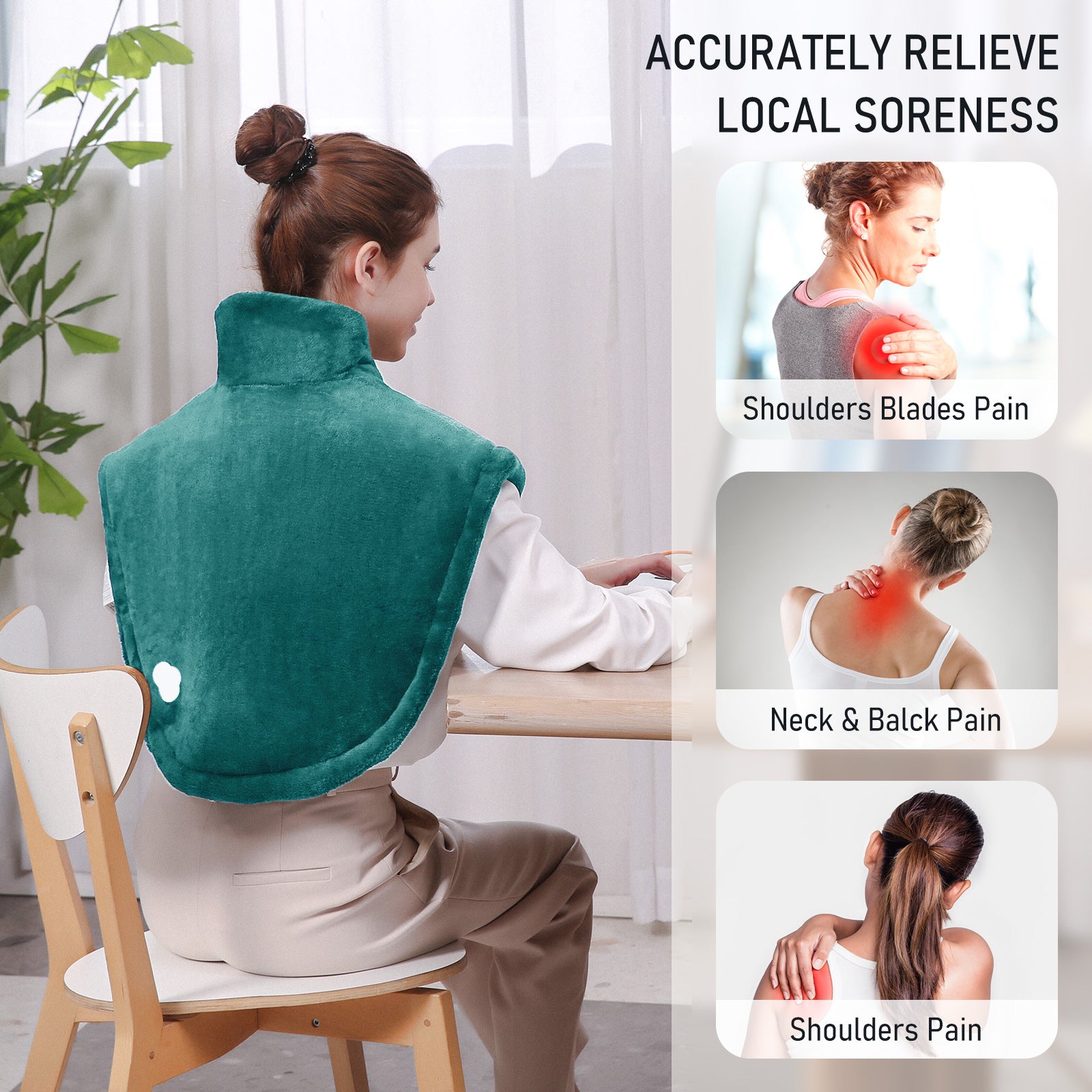 Load image into Gallery viewer, MaxKare Widen Heating Pad with 4 Heating Levels, 2H Auto-off, for Neck, Back Stress Relief, 25&quot; x 26&quot;, Green
