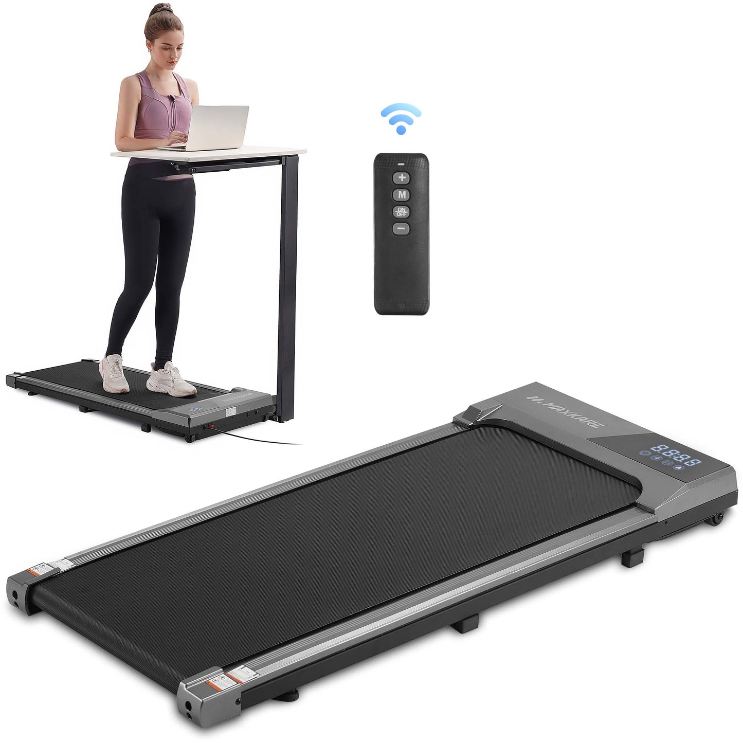 MaxKare 2.25HP Walking Pad 3.8MPH Under Desk Treadmill with Remote Control for Home, 265lbs Weight Capacity