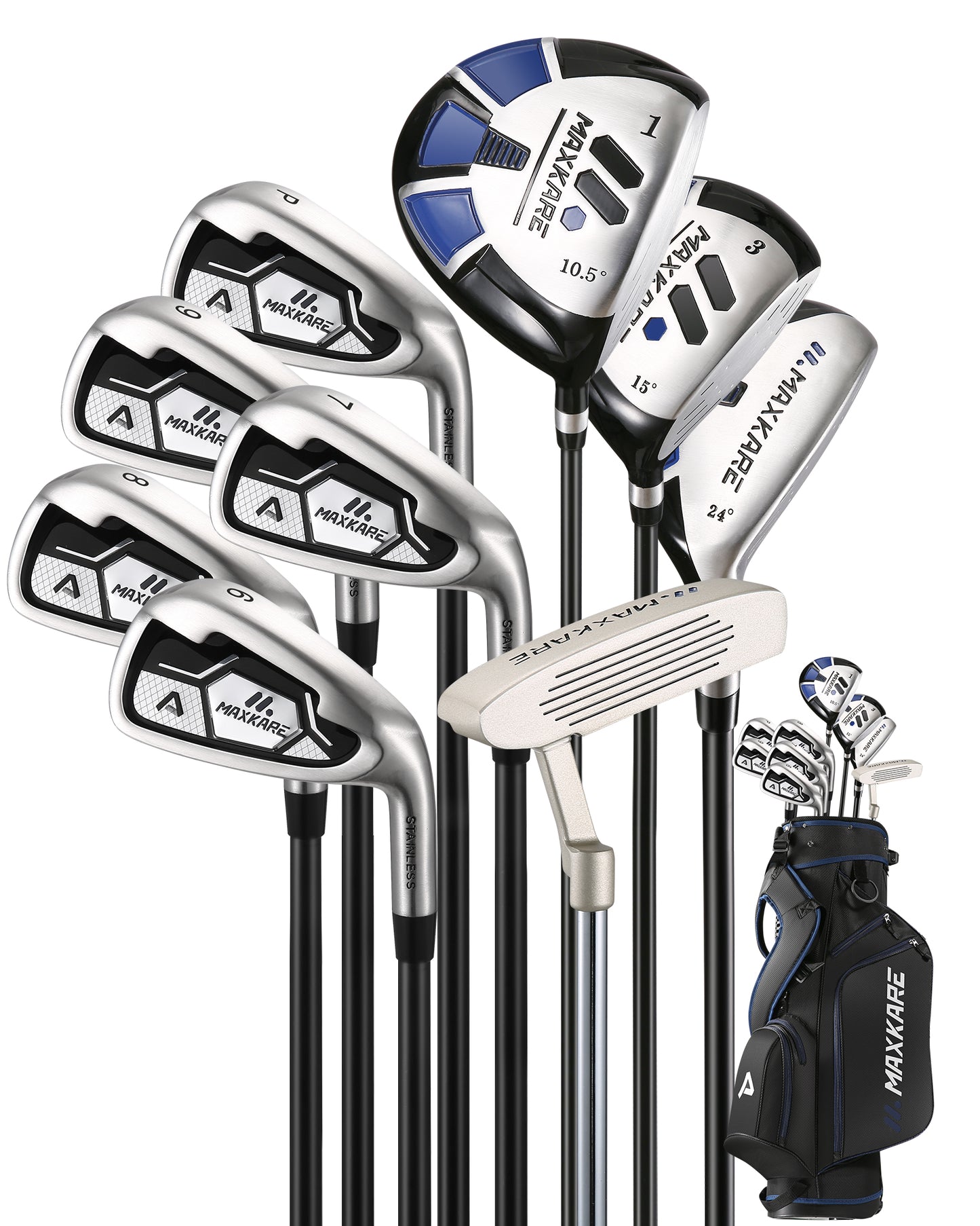 Maxkare Men's Golf Clubs Set 13-piece Complete Set with Bag, Right Handed