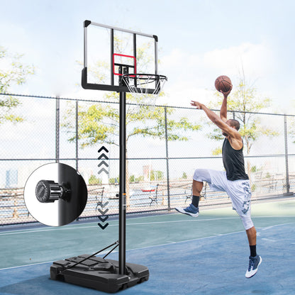 44 In. Basketball Hoop Basketball System, 6 Ft. 7 In. to 10 Ft. Height Adjustable Portable Basketball Goal Basketball Equipment with Big Backboard and Wheels and Large Base