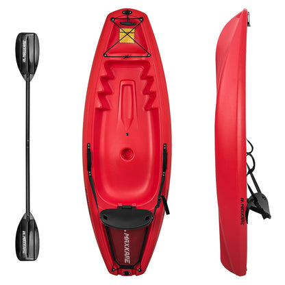 MaxKare Youth Kids Kayak with Paddle 6ft Fishing Kayak, Red 121 lbs Capacity, 6'1''L x 24.6''W x8.8''H