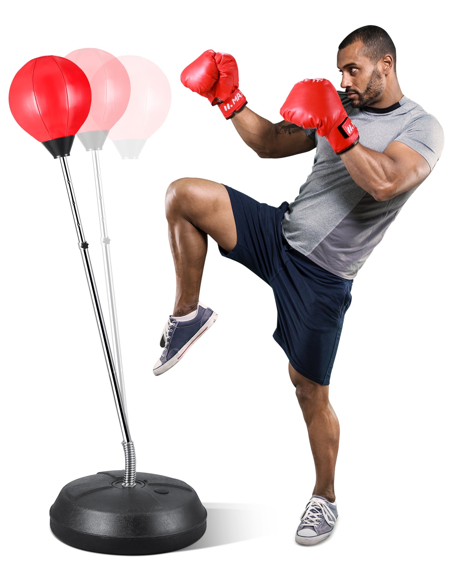 Maxkare Punching Bag with Base & Boxing Gloves 47-59" Adjustable Height For Adults & Kids, Punching Ball Boxing Free Standing Boxing Set for Home Gym Workout Fitness