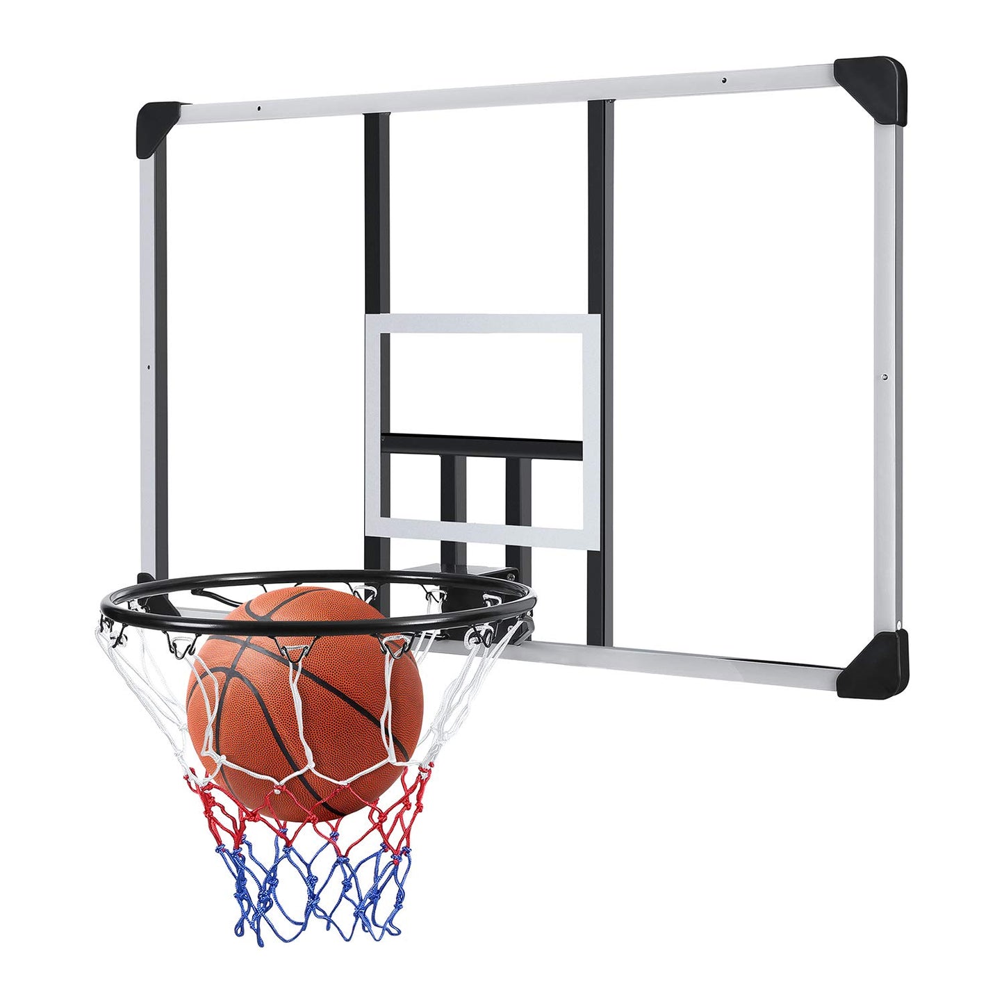 MaxKare 44 In. Basketball Backboard with Wall-Mount Hoops and Goals Rim Combo Kit and Shatterproof Polycarbonate Board and All-Steel Rustproof Frame and for Standard No.7 Balls