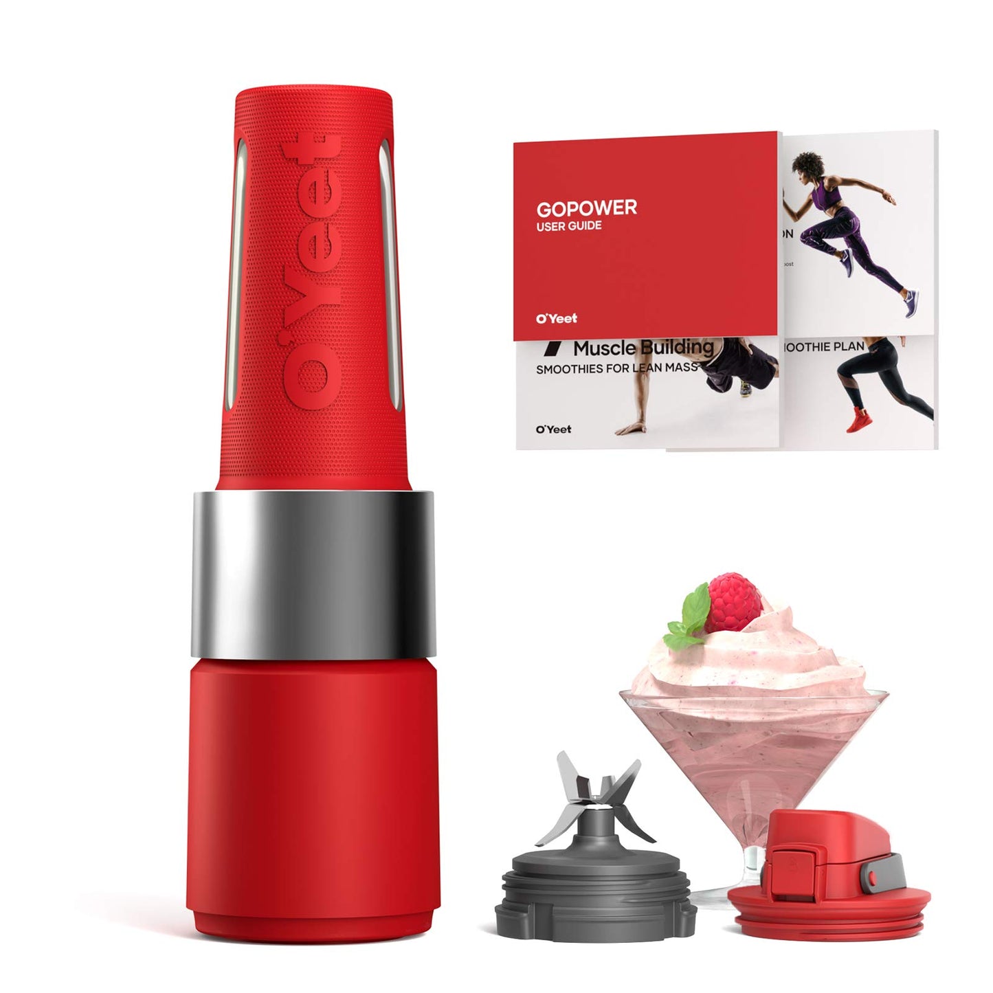 OYeet 1000W 18 Ounce Personal Blender for Shakes and Smoothies 10 Sec Quick Nutrition Extractor Peak iF Design Award BPA Free Recipes Available, Red