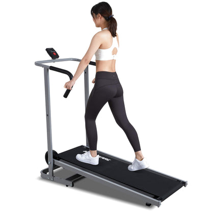 MaxKare Manual Walking Treadmill with LCD Monitor & Portable Wheels Lightweight Mechanical Treadmill for Small Space at Home