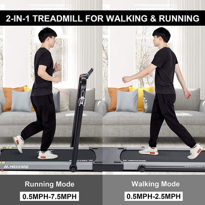 MaxKare Folding Electric Treadmill, 2 In 1 Walking Running Machine with Remote Control Flat Under Desk Treadmill For Gifts