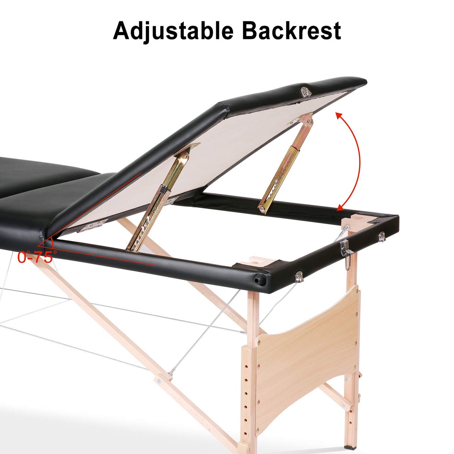 MaxKare 3 Folding Massage Table 84" Massage Bed Lash Bed Professional Facial Bed SPA Bed Treatment Table Height Adjustable with Carrying Bag, Black