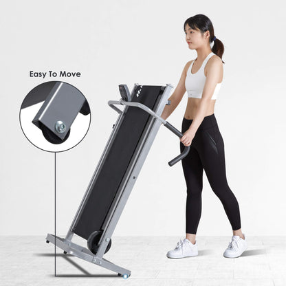 MaxKare Manual Walking Treadmill with LCD Monitor & Portable Wheels Lightweight Mechanical Treadmill for Small Space at Home