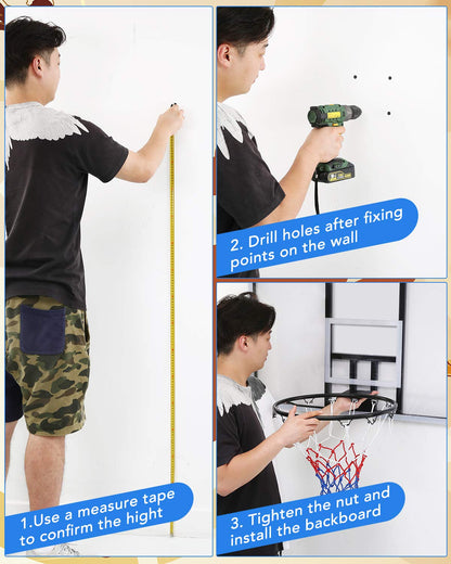 MaxKare 44 In. Basketball Backboard with Wall-Mount Hoops and Goals Rim Combo Kit and Shatterproof Polycarbonate Board and All-Steel Rustproof Frame and for Standard No.7 Balls