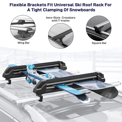 Maxkare Ski & Snowboard Car Racks Universal Roof Rack for 6 Pairs Skis/4 Snowboards Aviation Aluminum Resistant to -60°C Upgraded Ski Rack 33inch Fit Wing/Oblate/Square Crossbars Black