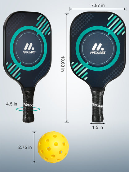 Maxkare Pickleball Paddle Set, Included 2 Paddles and 3 Balls with Mesh Carry Bag Lightweight Pickle-Ball Equipment for Men and Women