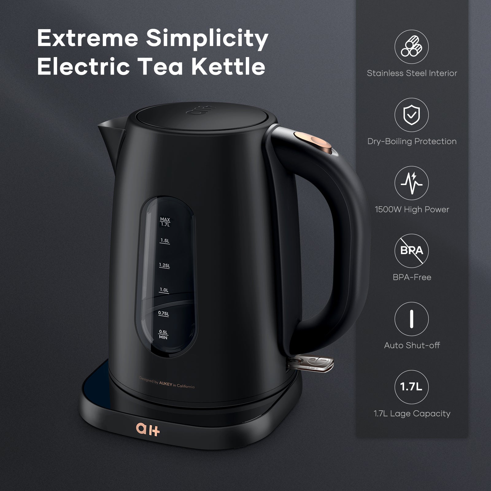 1500W Electric Kettle Fast Hot boiling Stainless Water Kettle