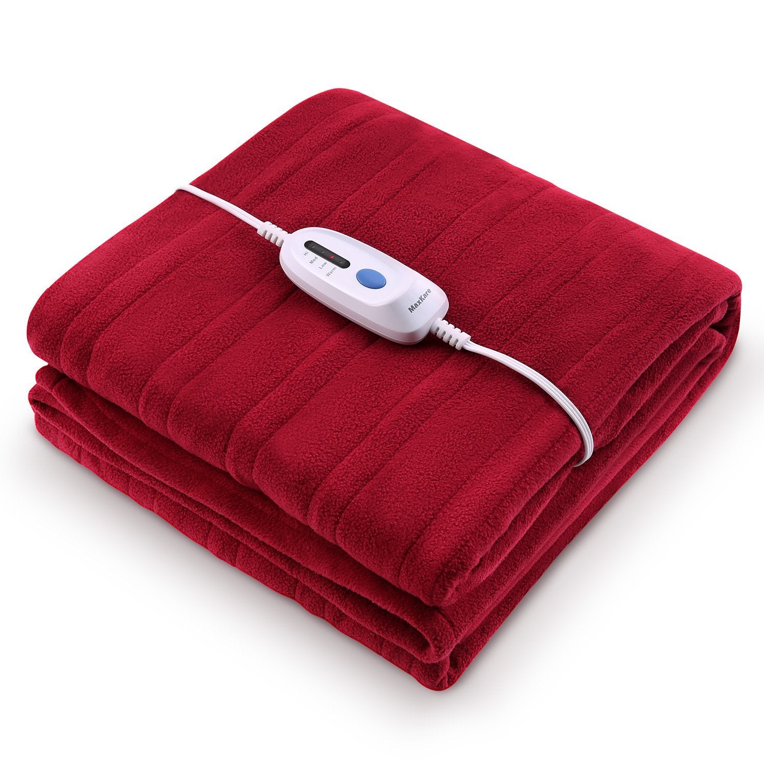 Electric Heated Blanket Polar Fleece Full Size 77"x 84"Extra-Warm Lightweight Cozy Luxury Bed Blanket Machine Washable with 4 Heating Levels Auto-Off Machine Washable-Red Wine - NAIPO