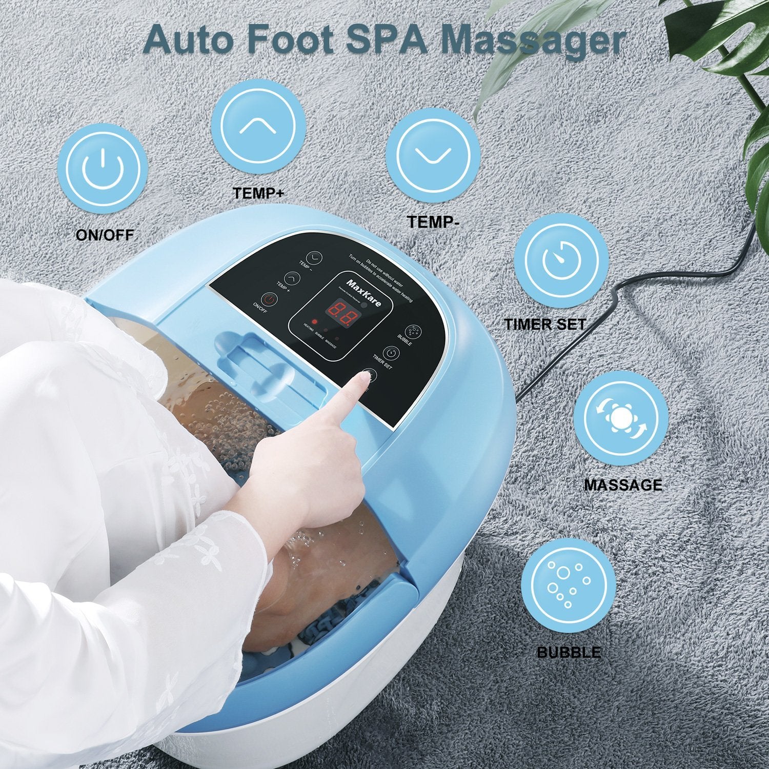 MaxKare Foot Bath Spa Massager: – Remote Rollers Control, 8 MAXKARE Wireless Shiatsu