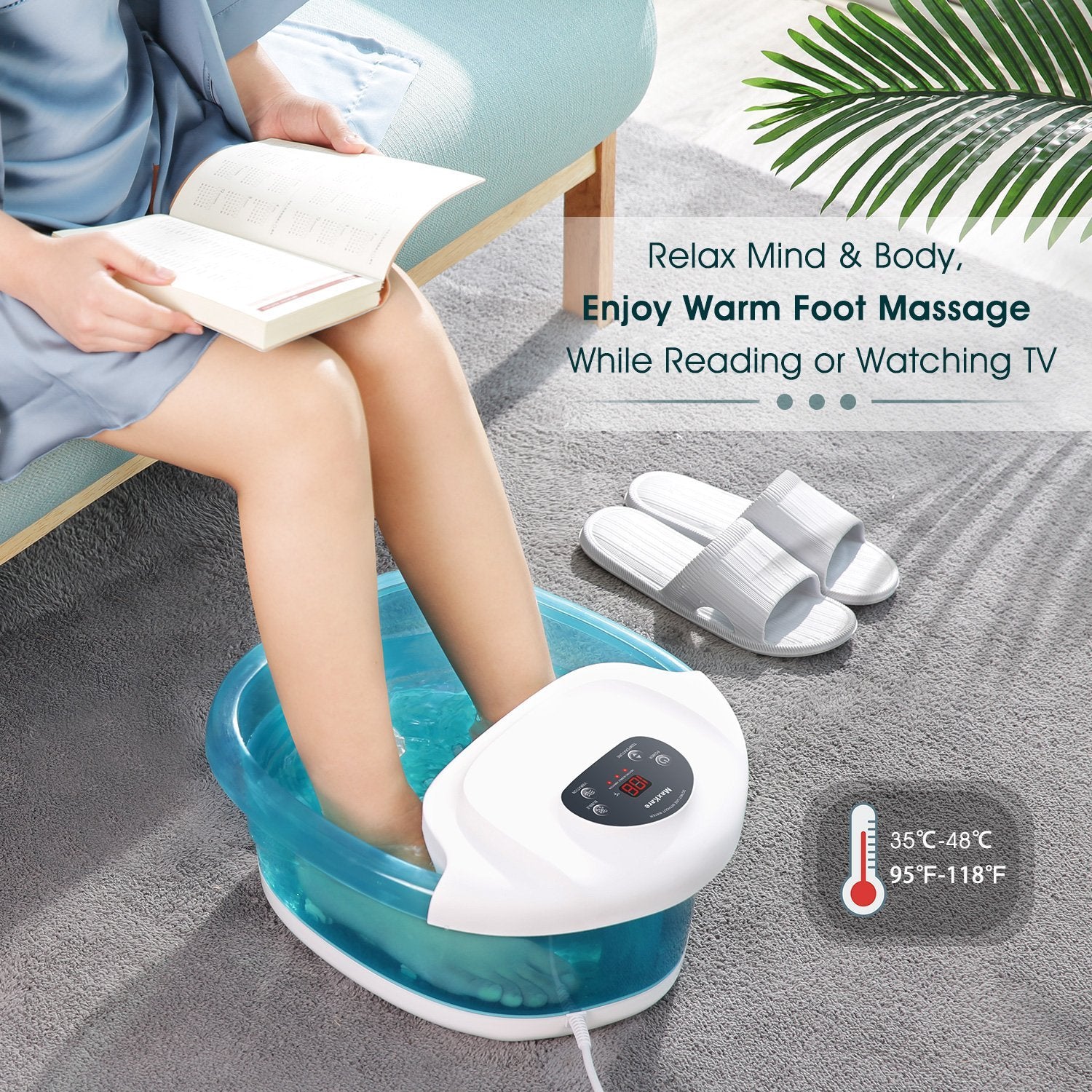 Load image into Gallery viewer, Foot Spa/Bath Massager with Heat Bubbles Vibration 3 in 1 Function, 4 Massaging Rollers Pedicure for Tired Feet Help Sleep Home Use - NAIPO
