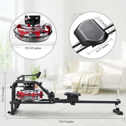 Marnur Water Rowing Machine for Home Use, Portable Double Track Water Resistance - NAIPO