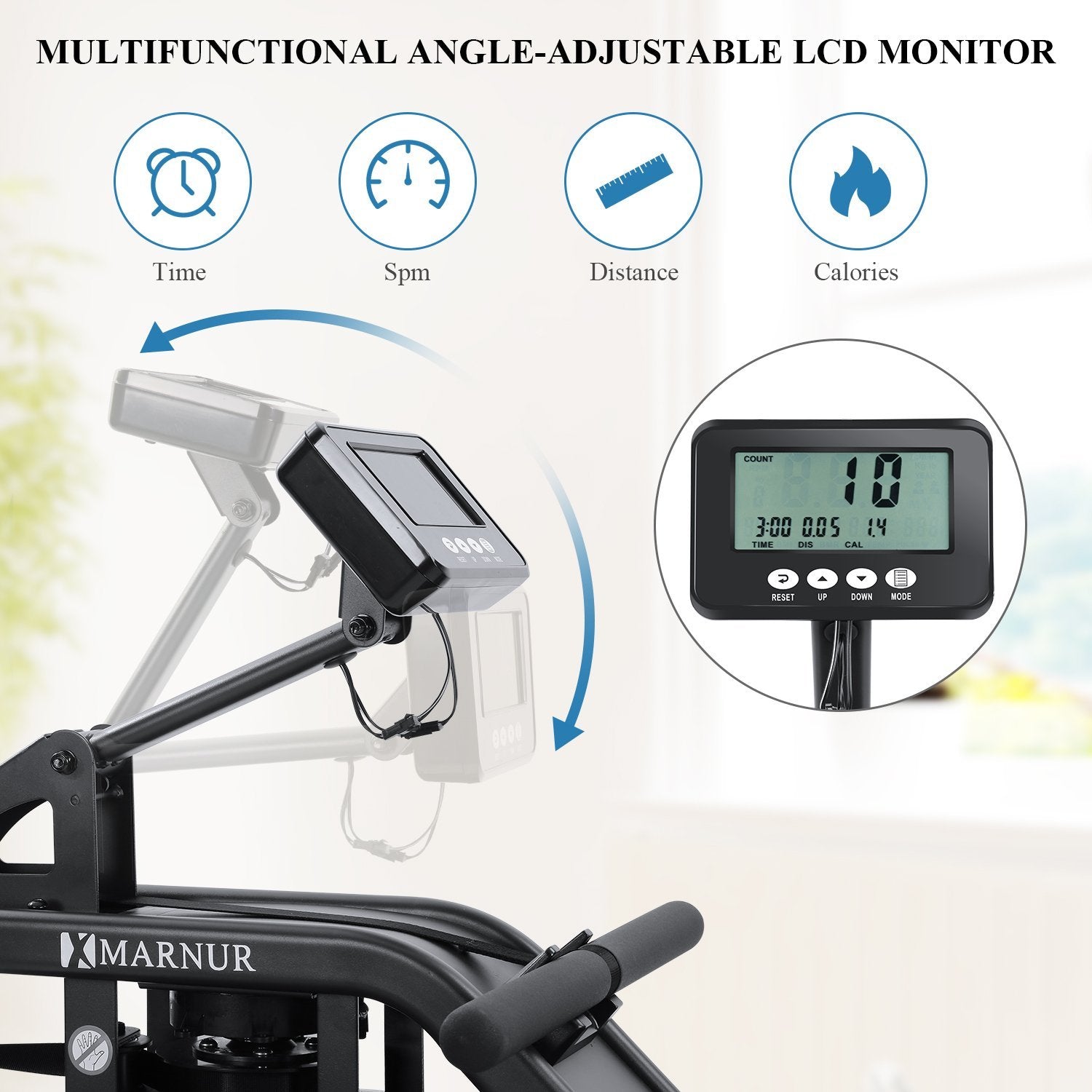 Marnur Water Rowing Machine for Home Use, Portable Double Track Water Resistance - NAIPO