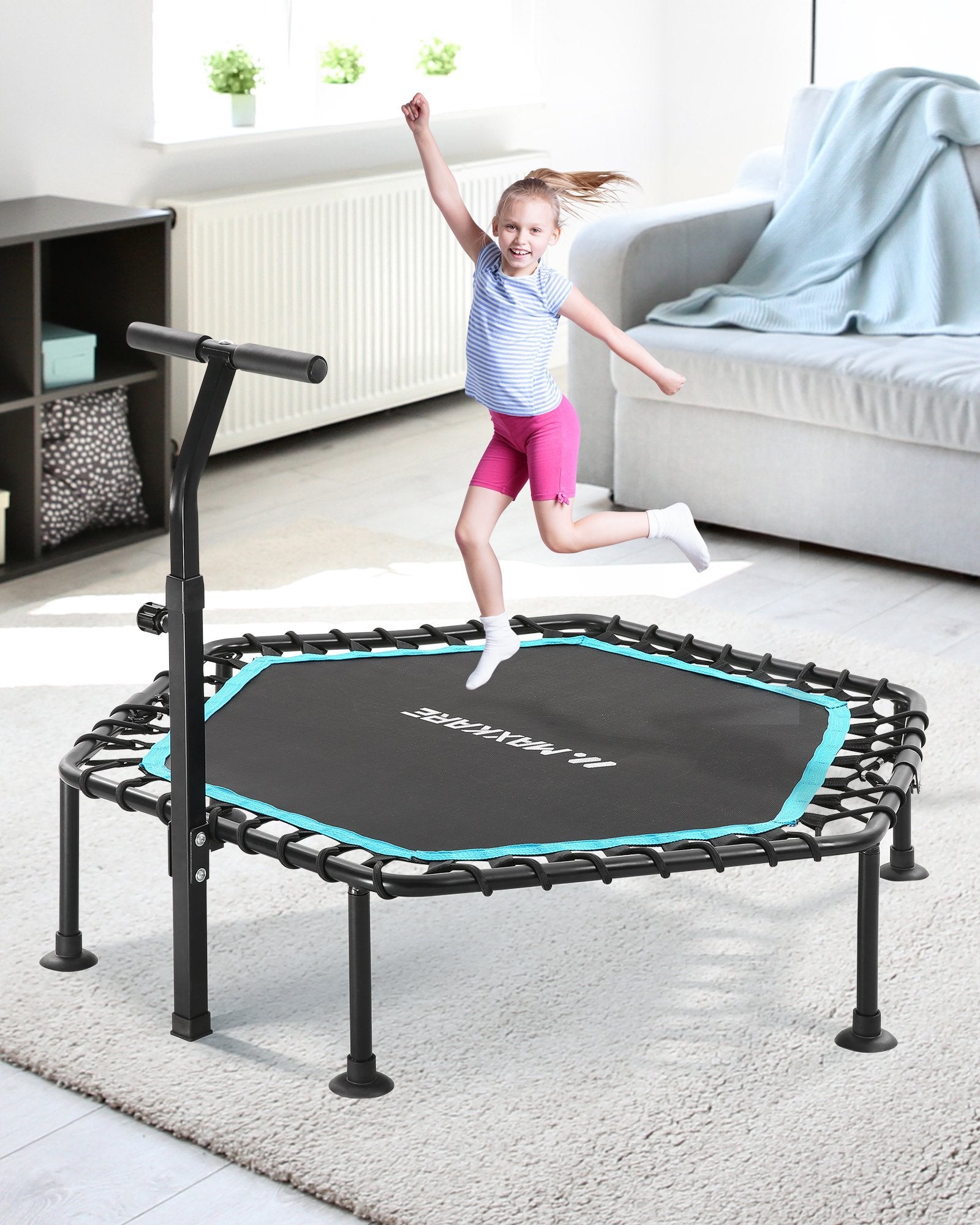 40 Foldable Mini Trampoline, Fitness Rebounder with Safety Pad for Adults  and Kids, Folding Exercise Trampoline, Recreational Jump Trampoline for