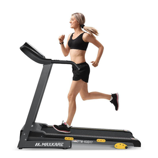 MaxKare Folding Treadmill Electric Motorized Running Machine 17'' Wide Tread Belt w/Incline LCD Display and Cup Holder Easy Assembly with 15 Preset Programs Perfect for Home Use - NAIPO