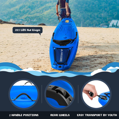 MaxKare Kids Kayak with Paddle & Seat Youth Kayak Sit-On-Top Kayak Foldable 6ft Kayak with Cup Holders Front & Rear Storage Hatches for Ages Years 5 and Up Capacity 121 lbs Blue - NAIPO