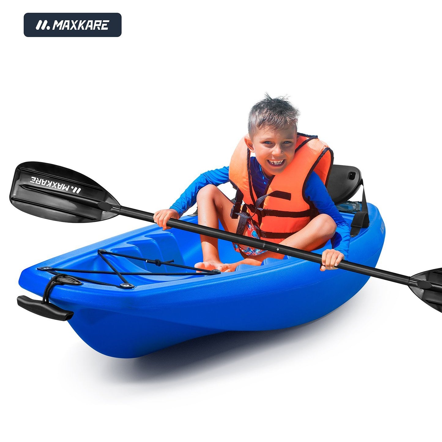 MaxKare Kids Kayak with Paddle & Seat Youth Kayak Sit-On-Top Kayak Foldable 6ft Kayak with Cup Holders Front & Rear Storage Hatches for Ages Years 5 and Up Capacity 121 lbs Blue - NAIPO