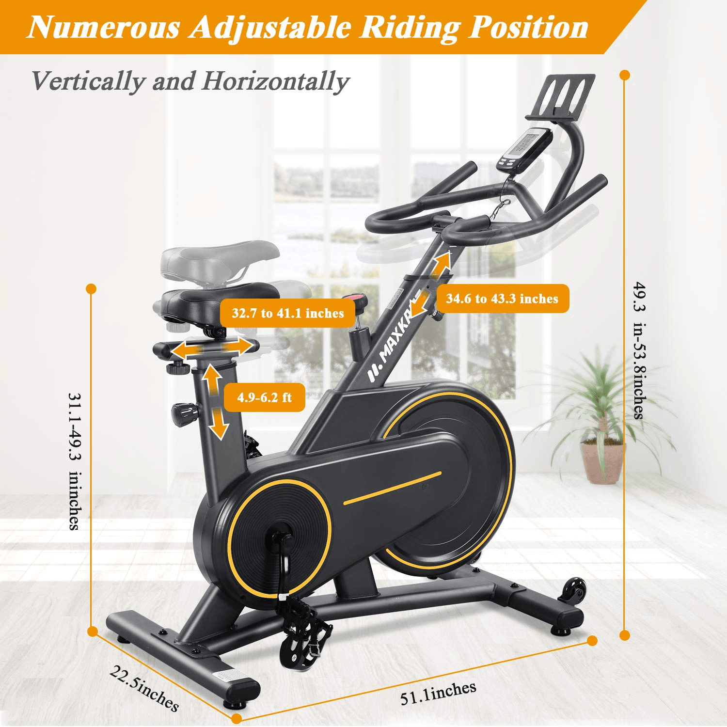 MaxKare Magnetic Cycling Bike, Multi-function Handle Stationary Bike with Independent Tablet Holder and LCD Monitor - NAIPO