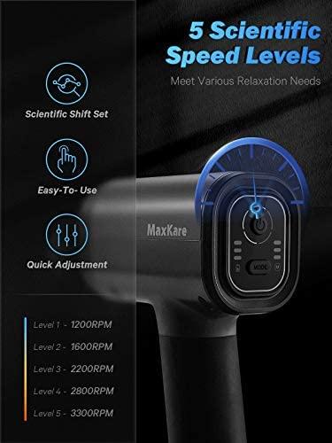 Maxkare Massage Gun for Athletes -Portable Professional Deep Tissue Muscle Relaxing Percussion Massager with 3 Massage Modes,5 Speeds High-Intensity,6 Heads,High Torque Brushless Motor Massage Gun - NAIPO