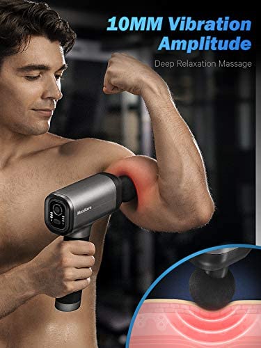 Maxkare Massage Gun for Athletes -Portable Professional Deep Tissue Muscle Relaxing Percussion Massager with 3 Massage Modes,5 Speeds High-Intensity,6 Heads,High Torque Brushless Motor Massage Gun - NAIPO