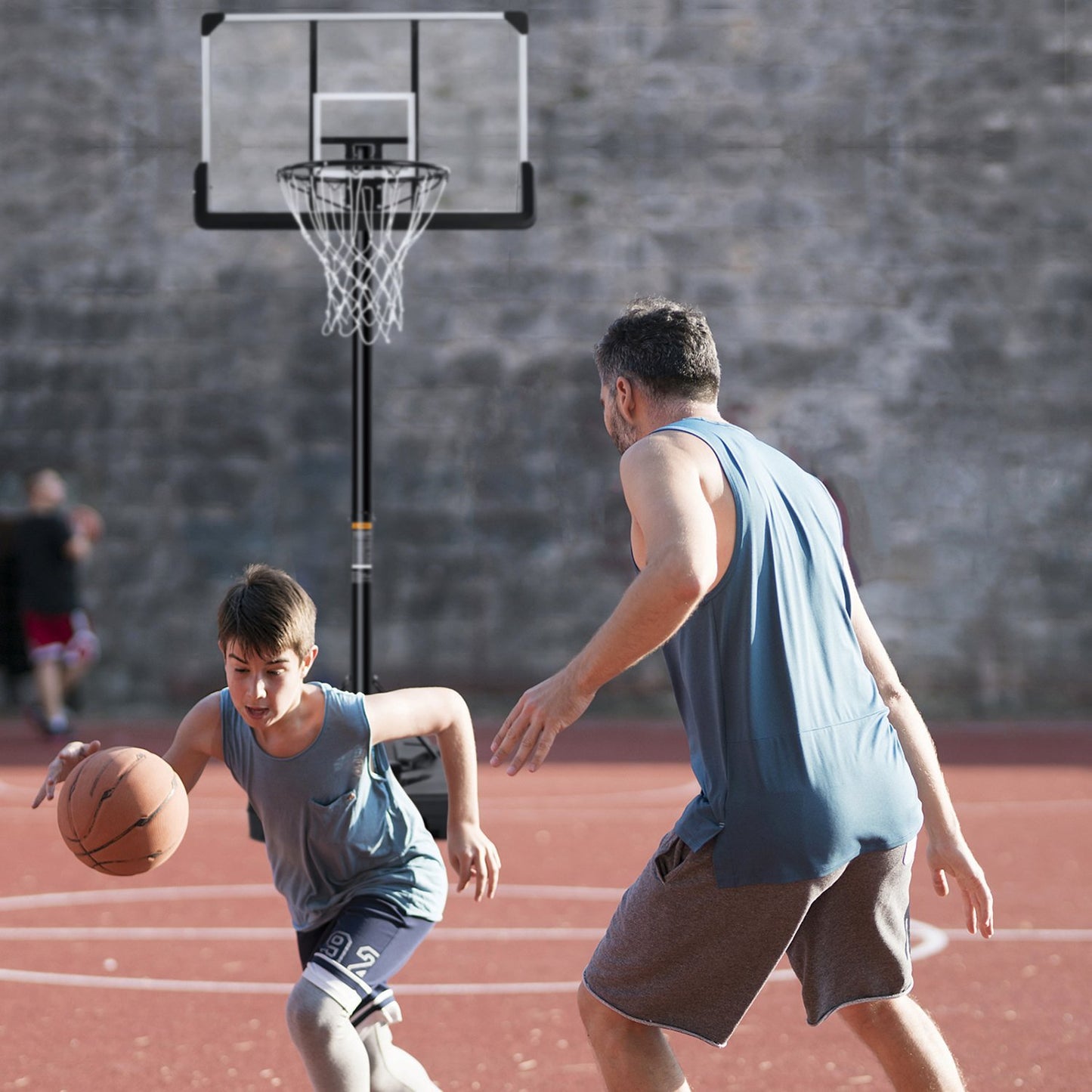 MaxKare Portable Basketball Hoop & Goal Basketball System Basketball Equipment Height Adjustable 7ft Gin-10ft with 44 Inch Backboard and Wheels for Youth Kids Indoor Outdoor - NAIPO