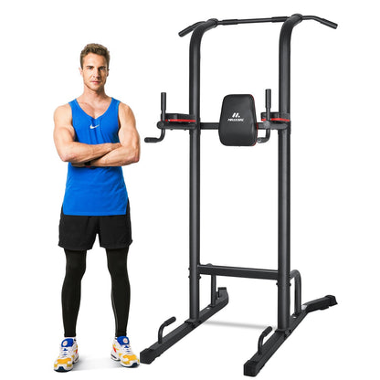 MaxKare Power Tower Pull Up Bar Dip Station Strength Training Workout Equipment for Professional Home Gym with 420 Lbs Capacity - NAIPO