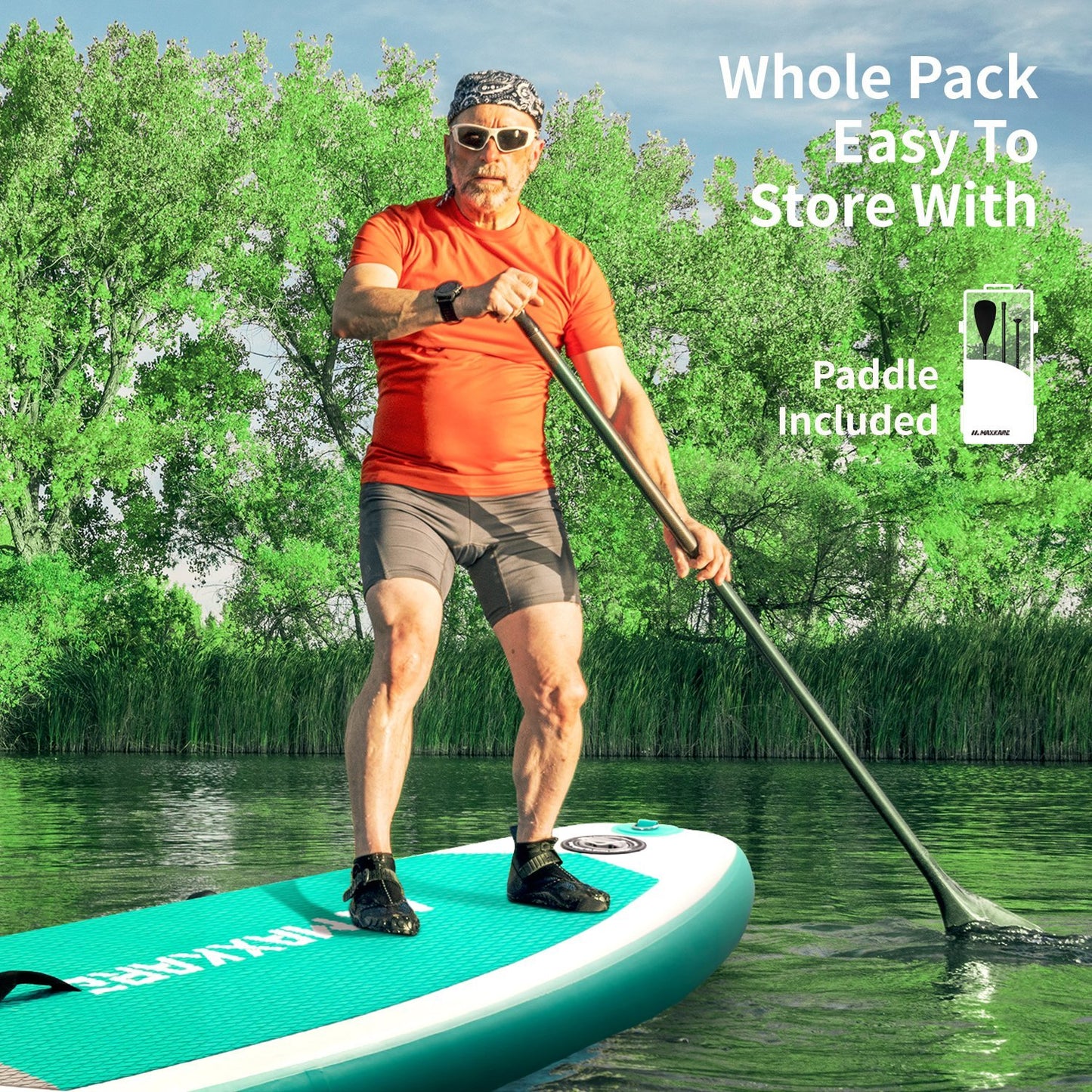 MaxKare Stand Up Paddle Board Inflatable SUP with 10'30''6'' Premium Paddleboard & Bi-Directional Pump & Backpack Portable for Youth Adult Have Fun in River, Oceans and Lakes - NAIPO