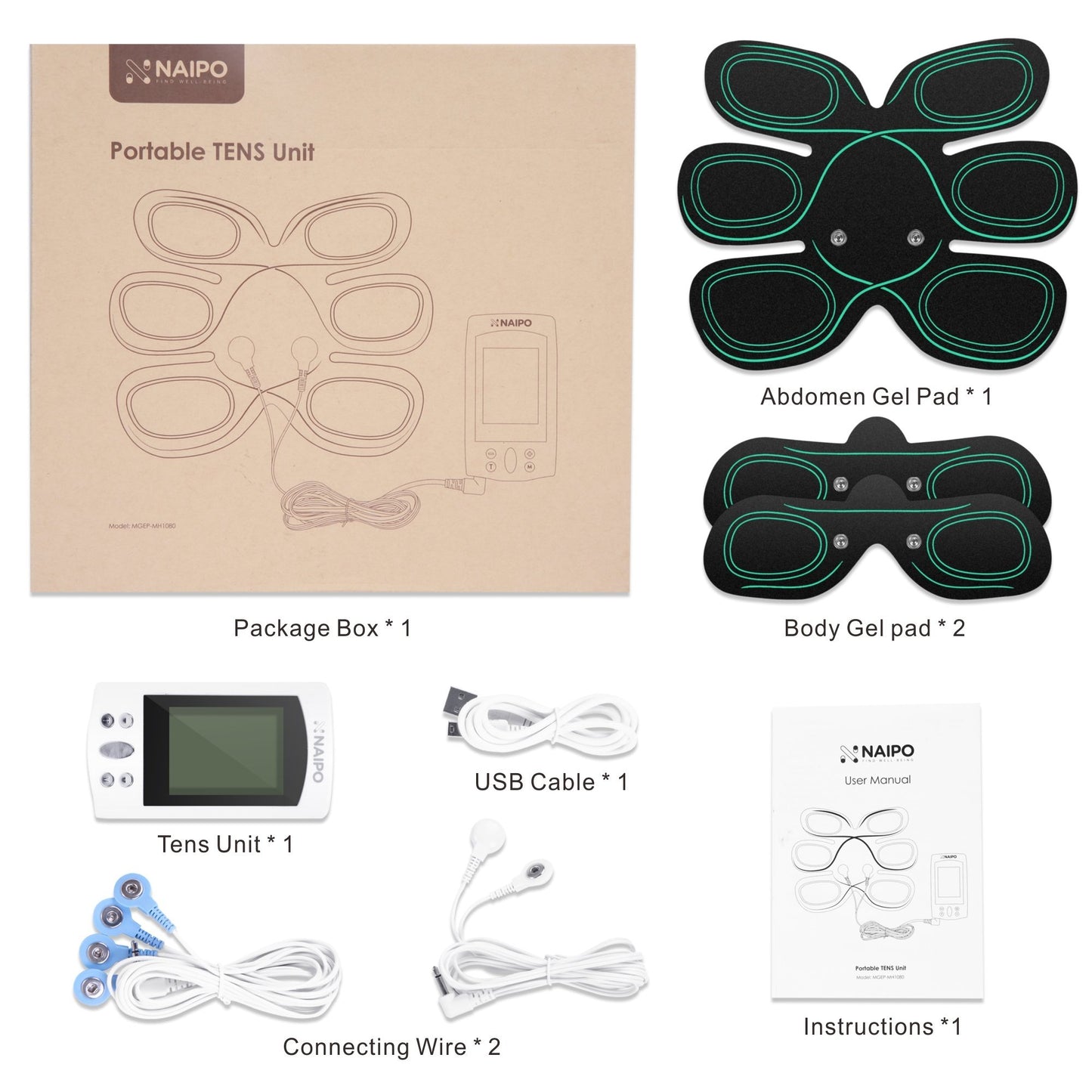 Naipo abs Stimulator Muscle Toner EMS Abdomen Muscle Trainer - NAIPO