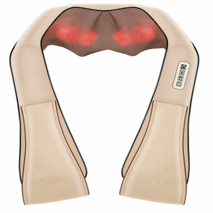 Naipo Neck and Shoulder Shiatsu Kneading Massager with Heat - Deep Tissue 3D electric Massage Pillow, Office, Home, Car, Beige - NAIPO