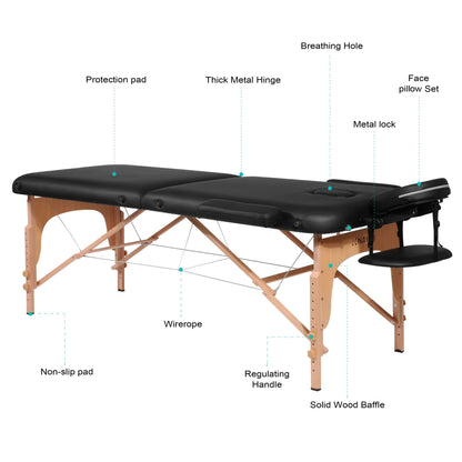 Naipo Portable Massage Table with Wooden Feet - NAIPO