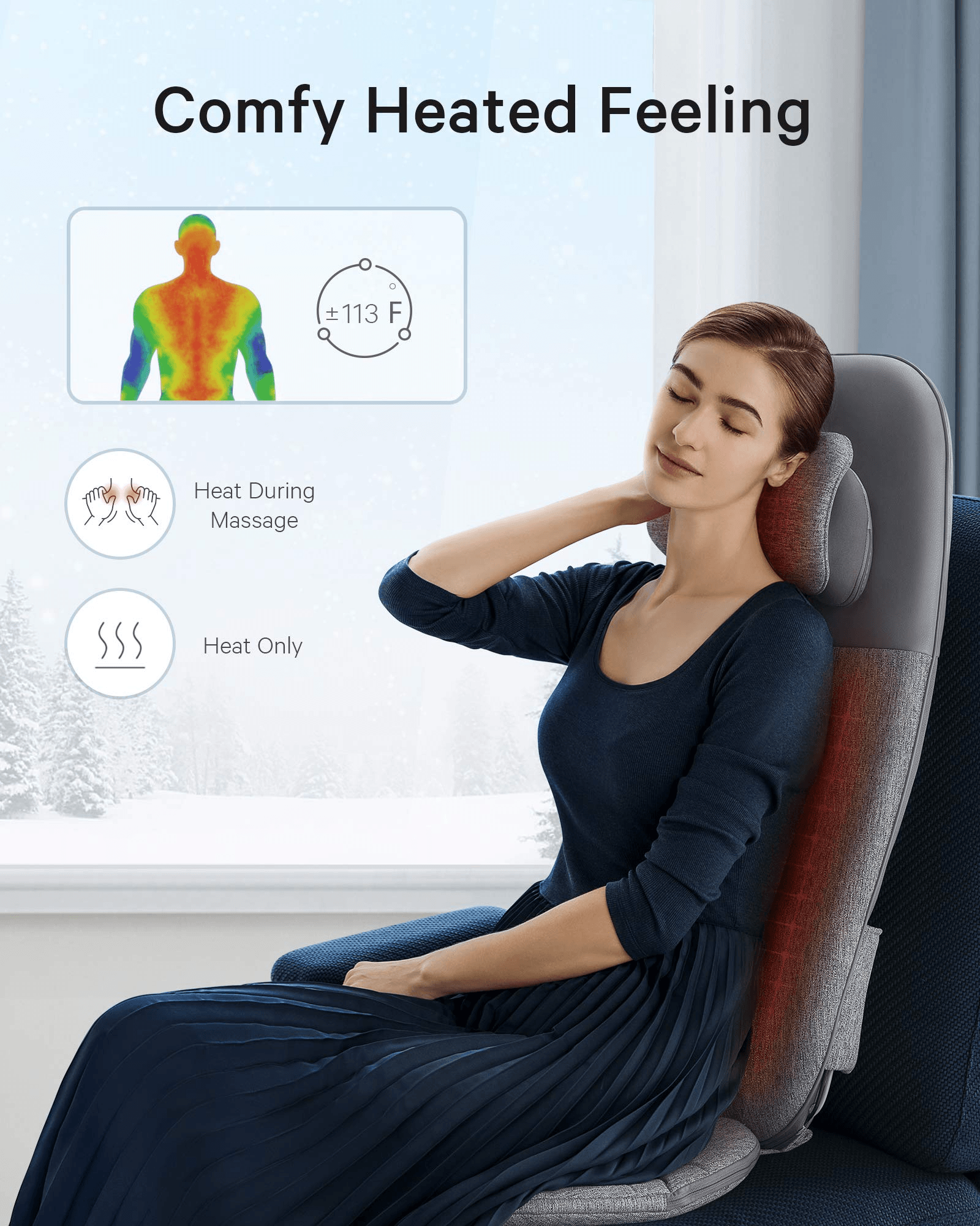 Shoulder Neck and Back Massager Pillow with Heat Deep Kneading Cushion