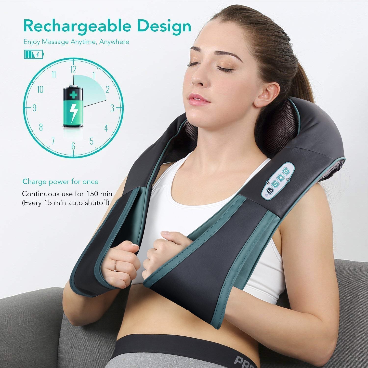 Naipo Cordless Shiatsu Neck Back Massager with Soothing Heat, Rechargeable  6D Kneading Shoulder Massager for Pain Relief Deep Tissue, Lightweight and