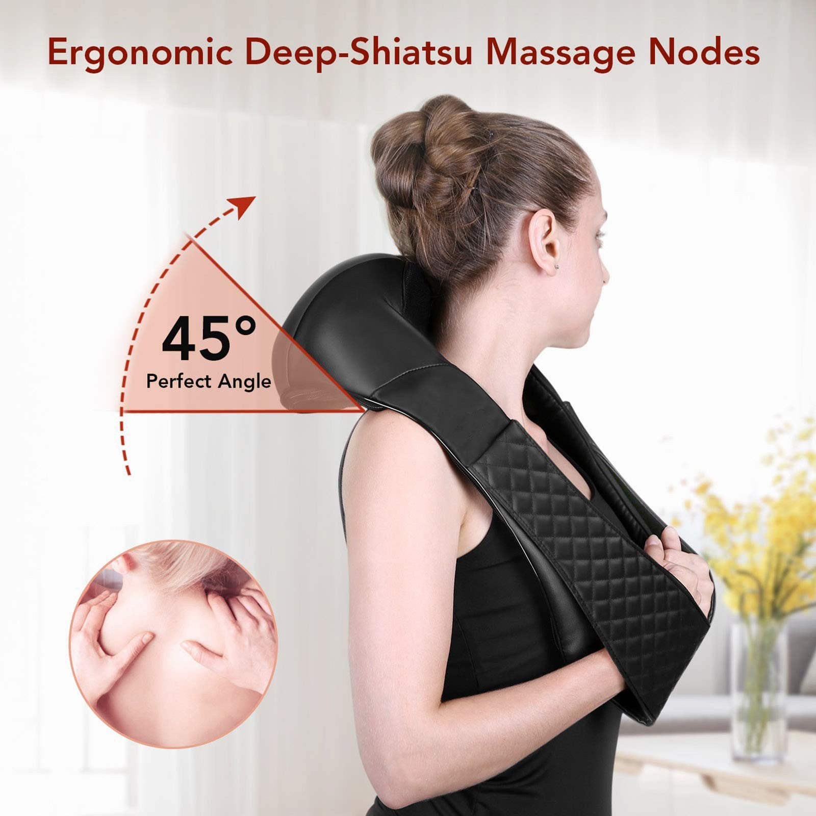 Neck Shoulder Massage with Soothing Heat, Electric Shiatsu Back Massager 