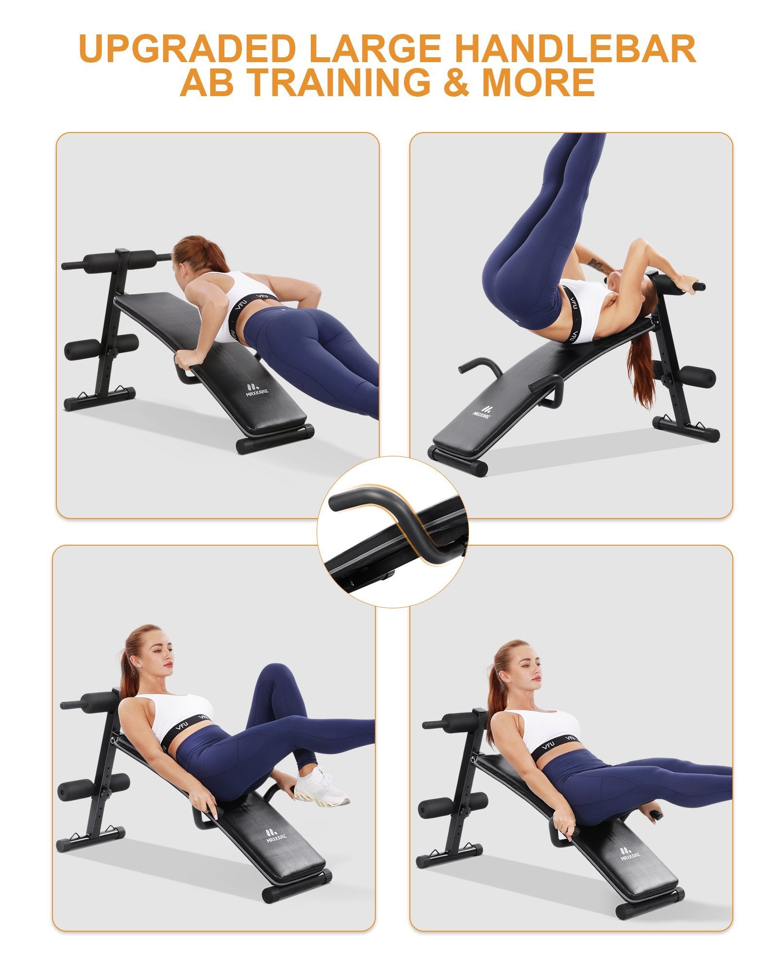 MaxKare Sit Up Ab Bench, Adjustable & Foldable Slant Board for Abdominal  Exercise – MAXKARE